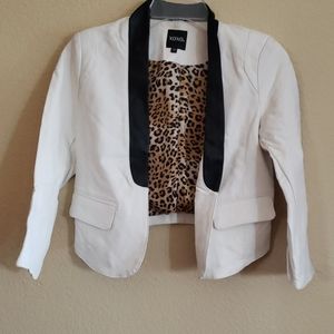 Black and white vegan leather blazer.